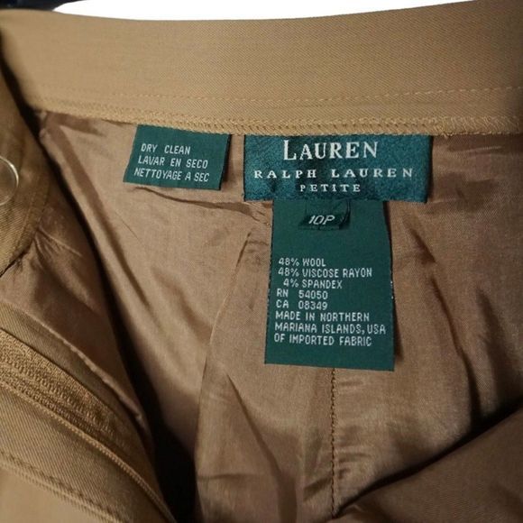 Lauren Ralph Lauren Trouser Straight‎ Leg Pants Tan Wool Blend Sz 10P Women's - Picture 5 of 6